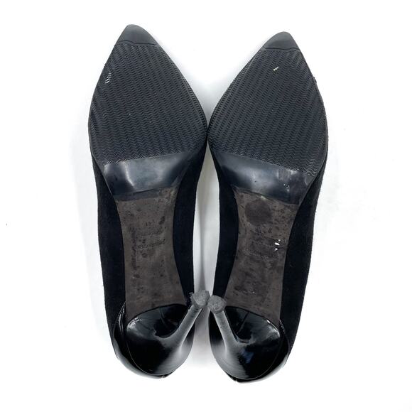 SOLD-Tom Ford Suede Pumps Black Patent Cap Toe Stiletto Heels Point Toe - Picture 9 of 10